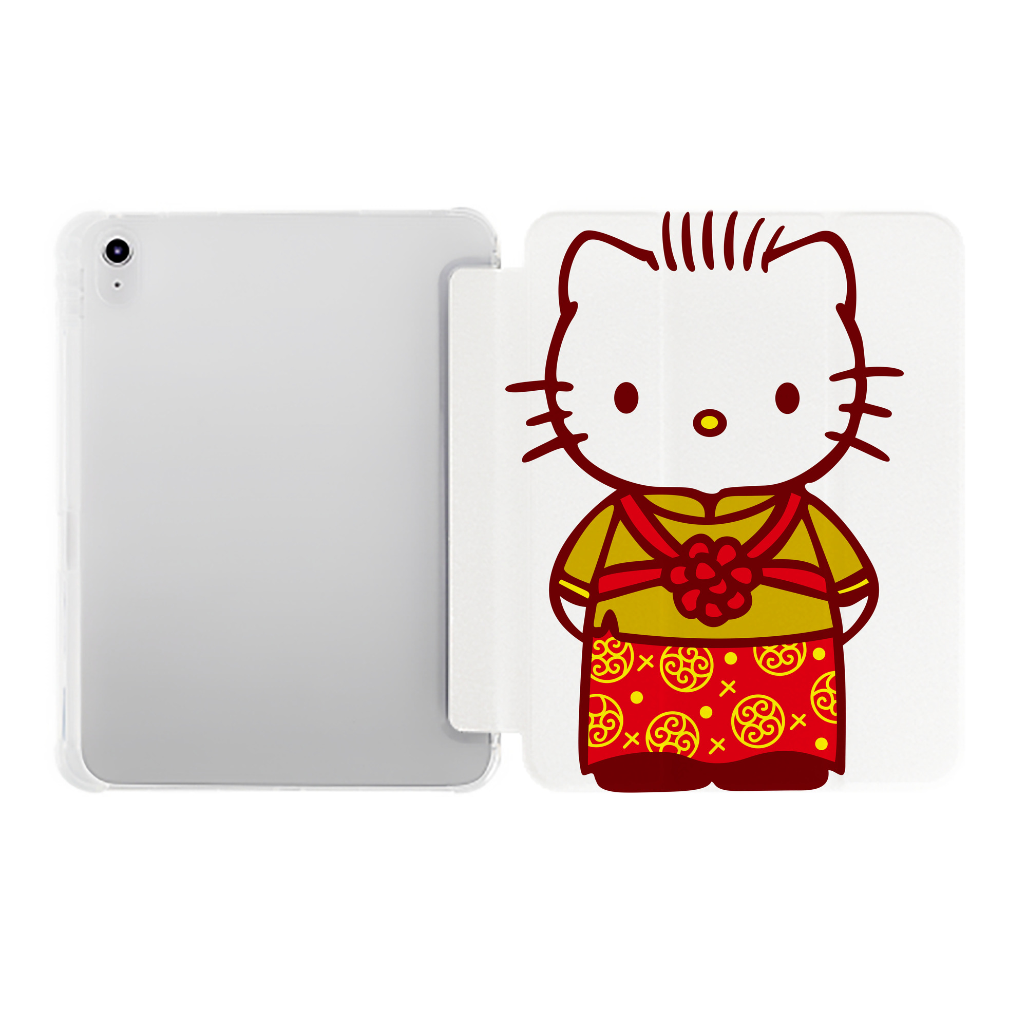 （画像用） Hello Kitty ハローキティ IPad ケース ペン収納付き 三つ折りスタンド PUレザー×シリコン 対応機種9.5/10.5/10.9インチ